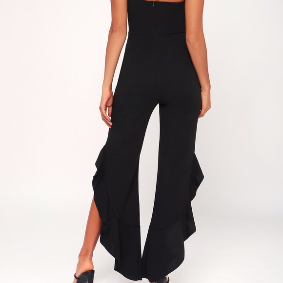 After Midnight Black Strapless Ruffle Leg Jumpsuit - Picture 4 of 5